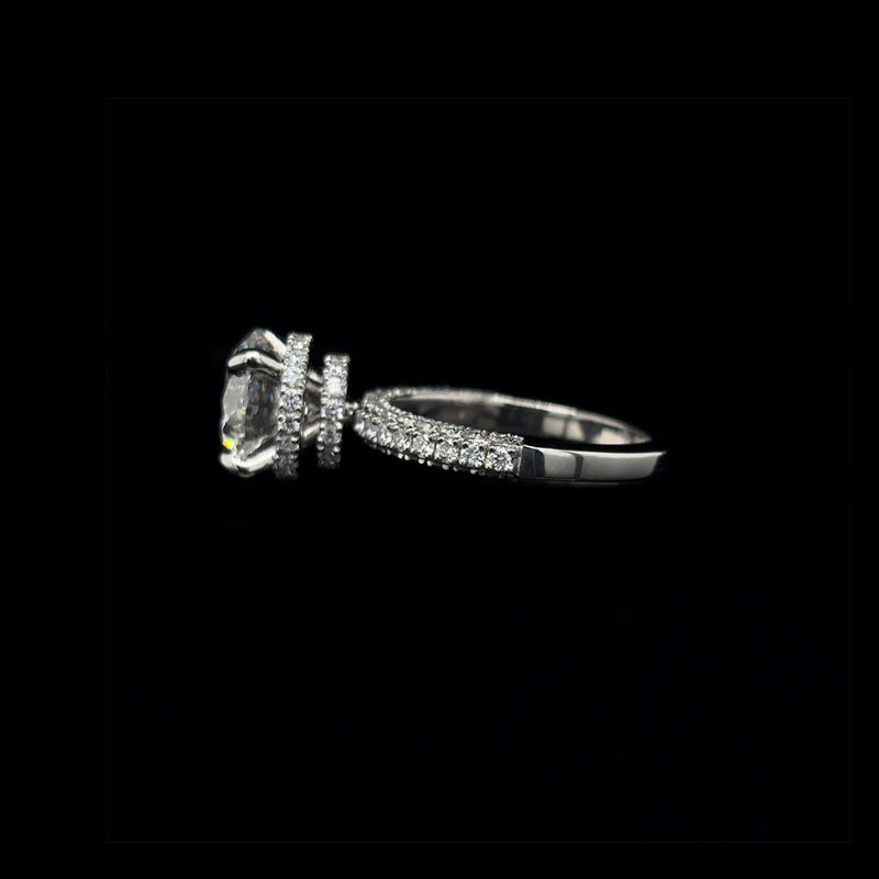 3D Pave Double Hidden Halo Round Lab Diamond Engagement Ring (4.00cts Total, 3.06cts Centre)
