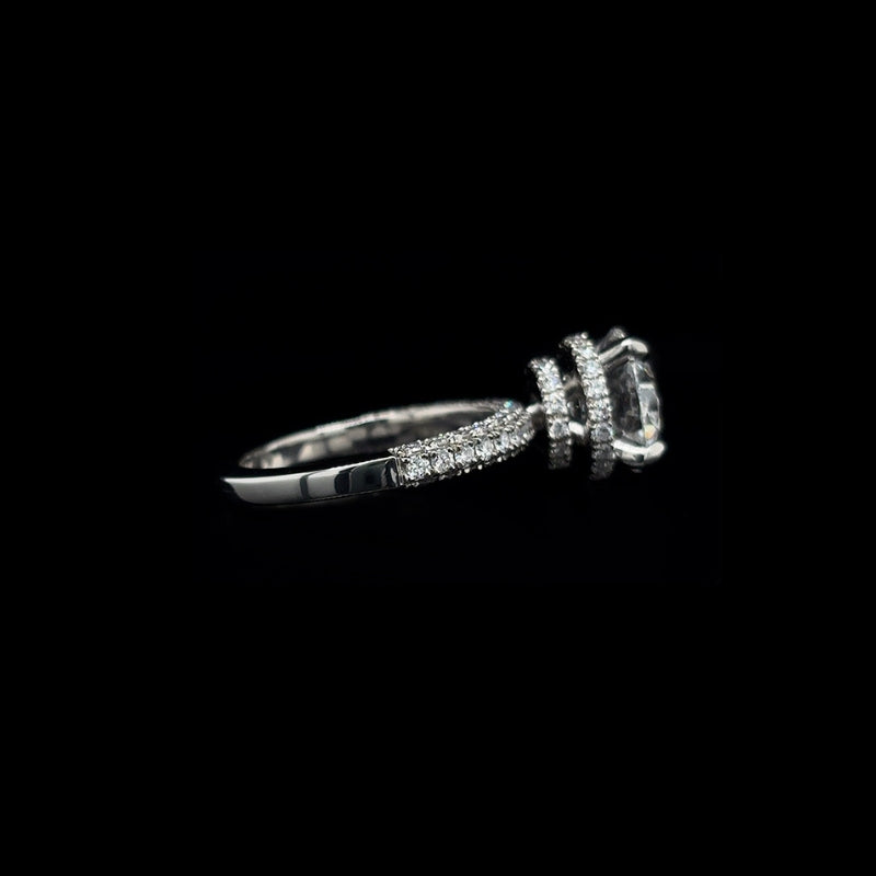3D Pave Double Hidden Halo Round Lab Diamond Engagement Ring (4.00cts Total, 3.06cts Centre)
