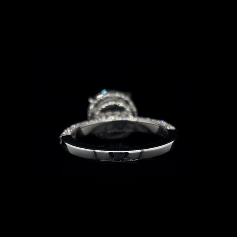 3D Pave Double Hidden Halo Round Lab Diamond Engagement Ring (4.00cts Total, 3.06cts Centre)