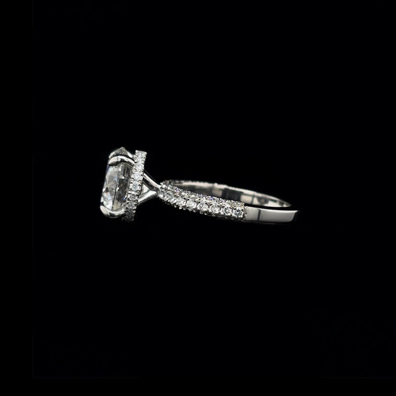 3D Pave Hidden Halo Round Lab Diamond Engagement Ring (4.93cts Total, 4.04cts Centre)
