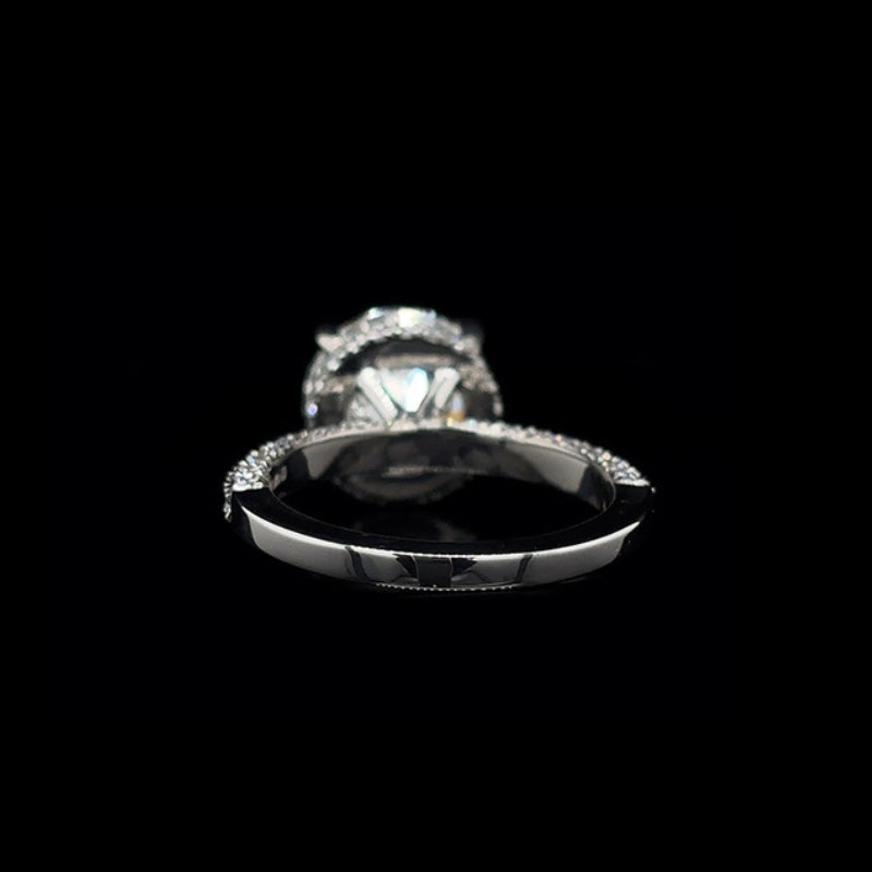 3D Pave Hidden Halo Round Lab Diamond Engagement Ring (4.93cts Total, 4.04cts Centre)