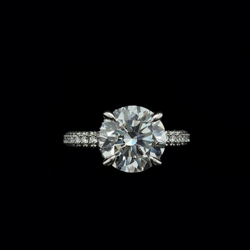 3D Pave Round Lab Diamond Engagement Ring (5.00cts Total, 4.09cts Centre)