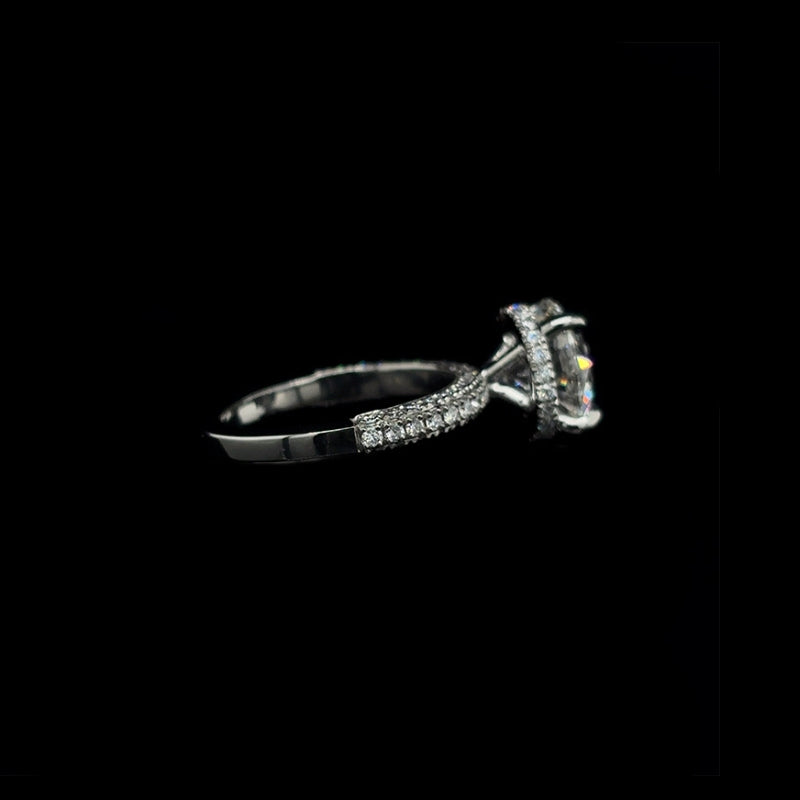 3D Pave Round Lab Diamond Engagement Ring (5.00cts Total, 4.09cts Centre)