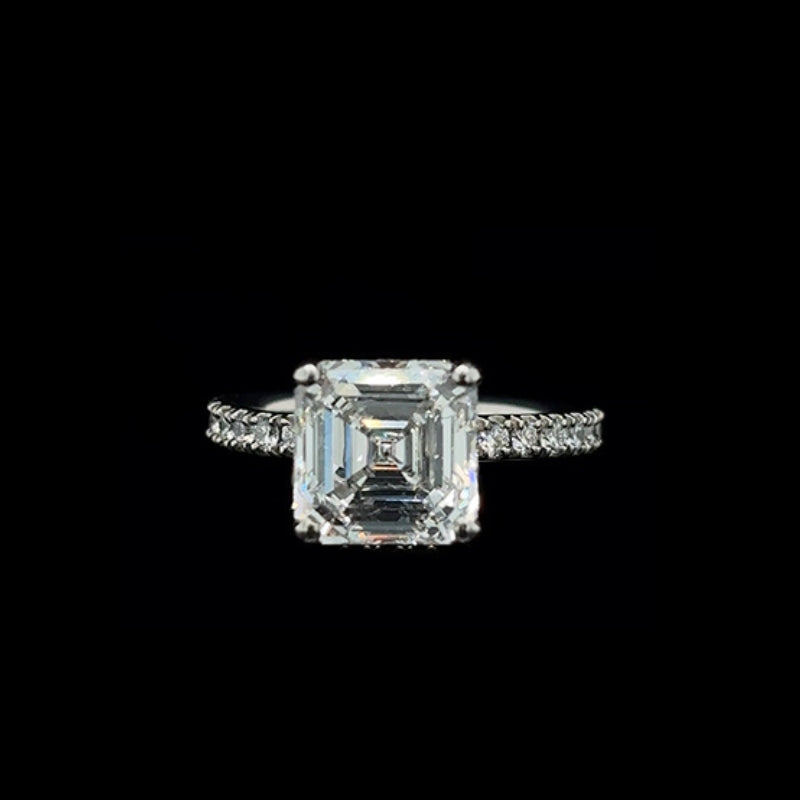 Asscher Lab Diamond Engagement Ring (3.43cts Total, 3.01cts Centre)