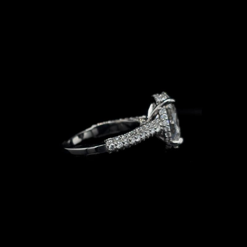 Oval 3D Pave Lab Diamond Engagement Ring (5.01cts Total, 4.08cts Centre)