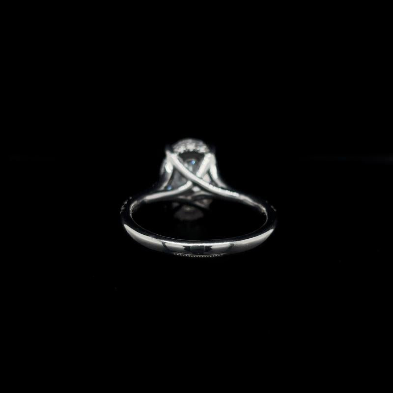 Oval Crossover Split Shank Lab Diamond Engagement Ring back view.