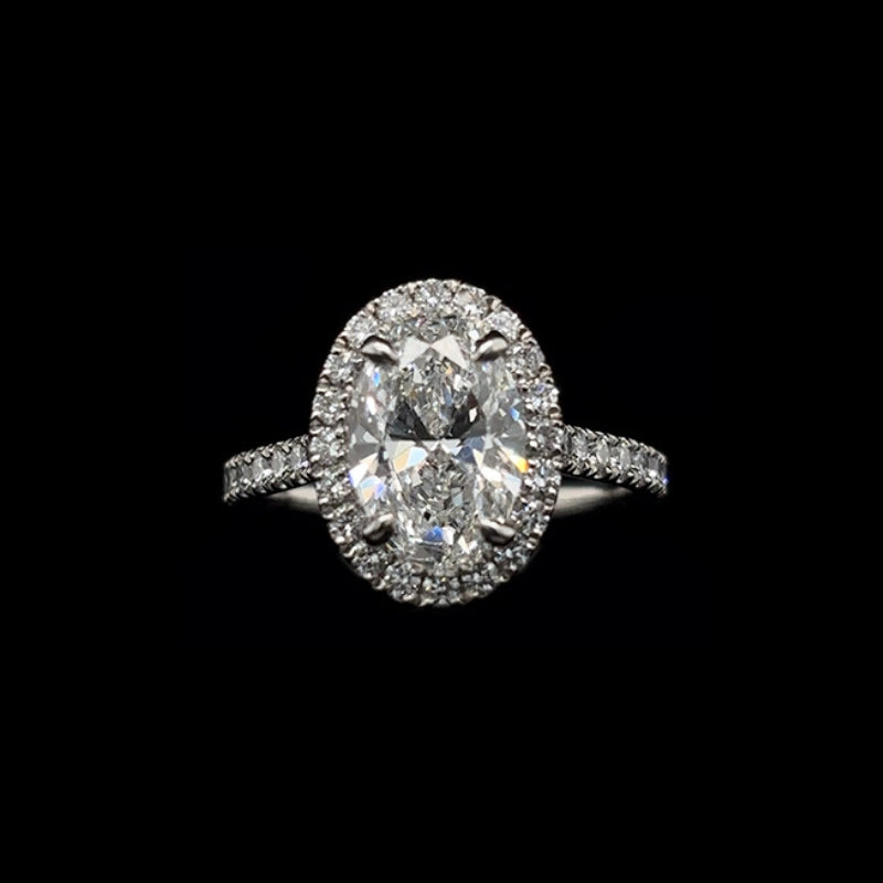 Oval Halo Lab Diamond Engagement Ring (2.67cts Total, 2.03cts Centre)