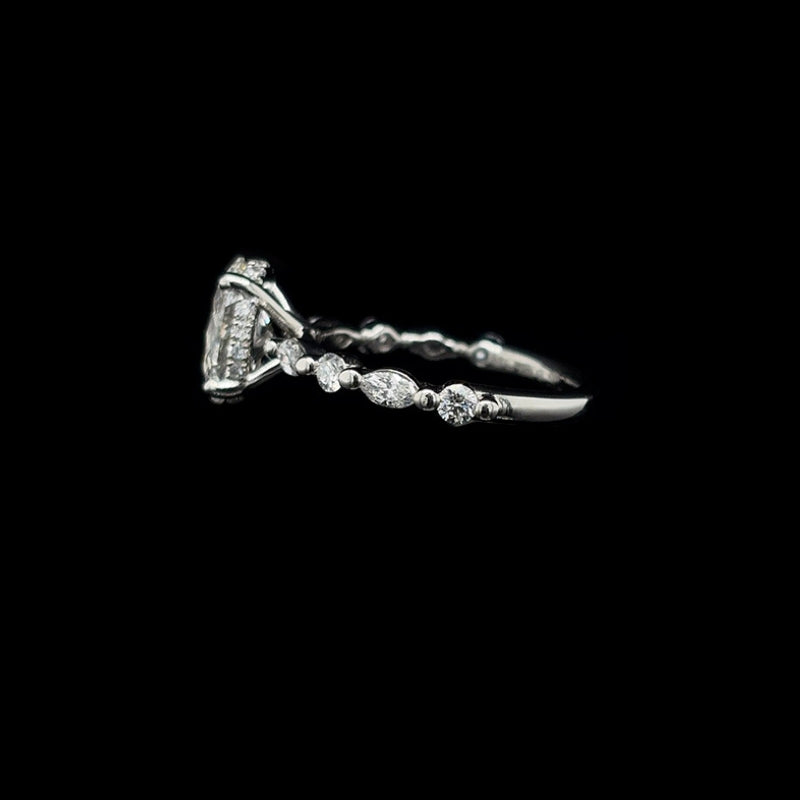 Oval Marquise Lab Diamond Engagement Ring (1.96ct Total, 1.54ct Centre)