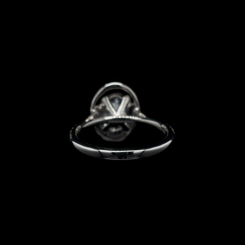 Oval Halo Lab Diamond Engagement Ring back view.