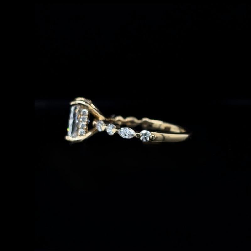 Radiant Bubble Marquise Lab Diamond Engagement Ring (2.10cts Total, 1.52ct Centre)