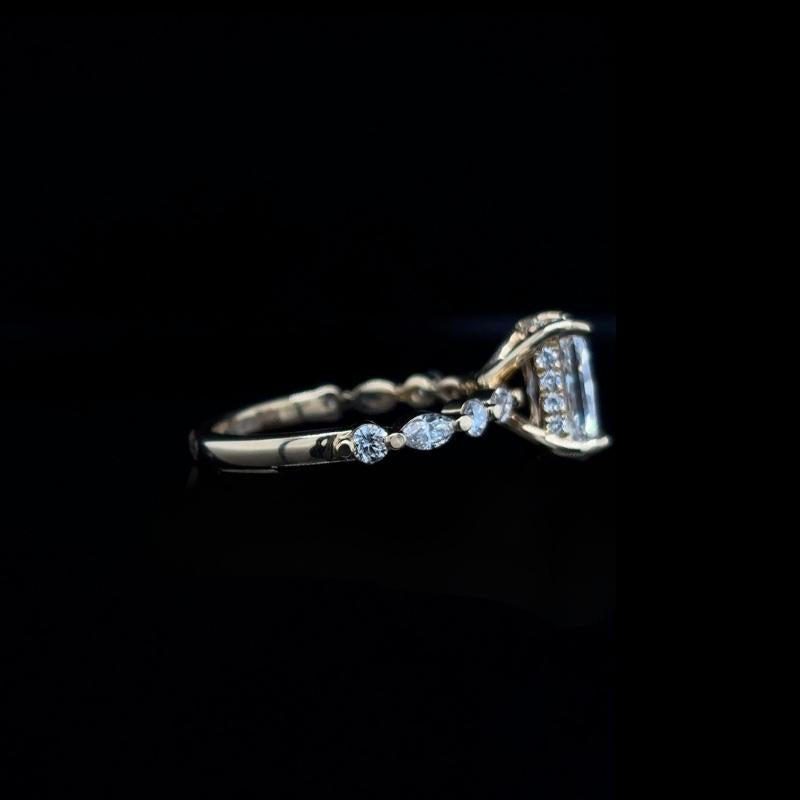 Radiant Bubble Marquise Lab Diamond Engagement Ring (2.10cts Total, 1.52ct Centre)