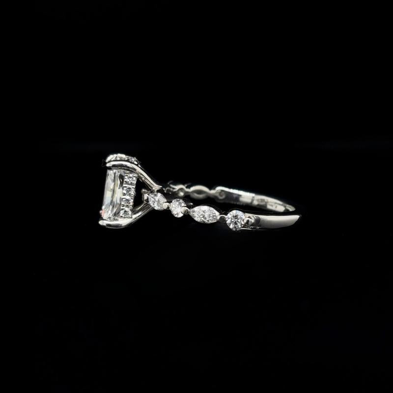 Radiant Bubble Marquise Lab Diamond Engagement Ring (2.12cts Total, 1.54ct Centre)