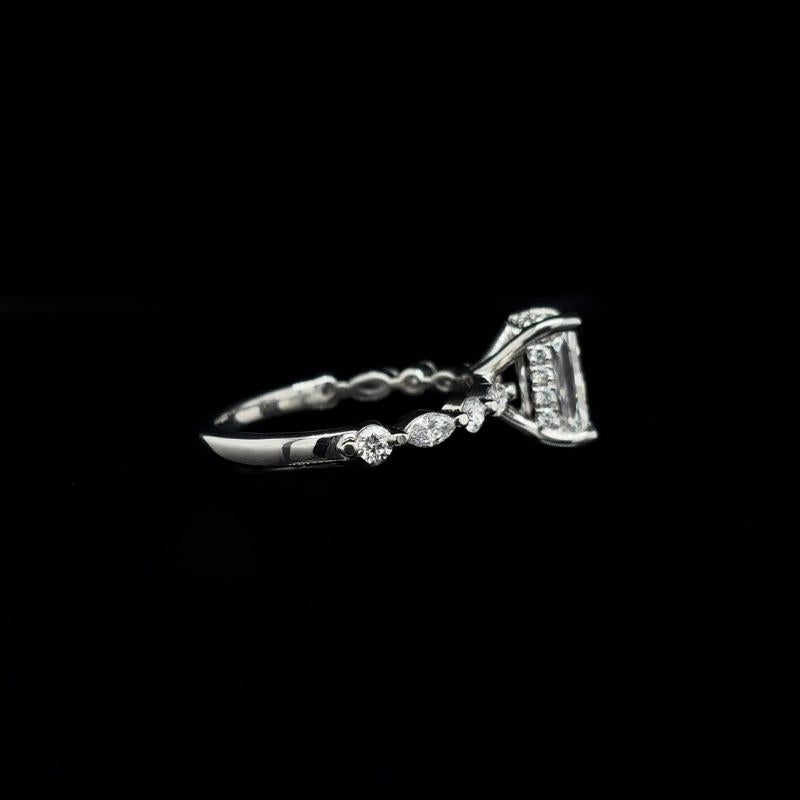 Radiant Bubble Marquise Lab Diamond Engagement Ring (2.12cts Total, 1.54ct Centre)