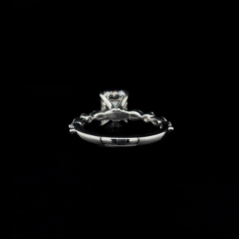 Radiant Bubble Marquise Lab Diamond Engagement Ring back view.