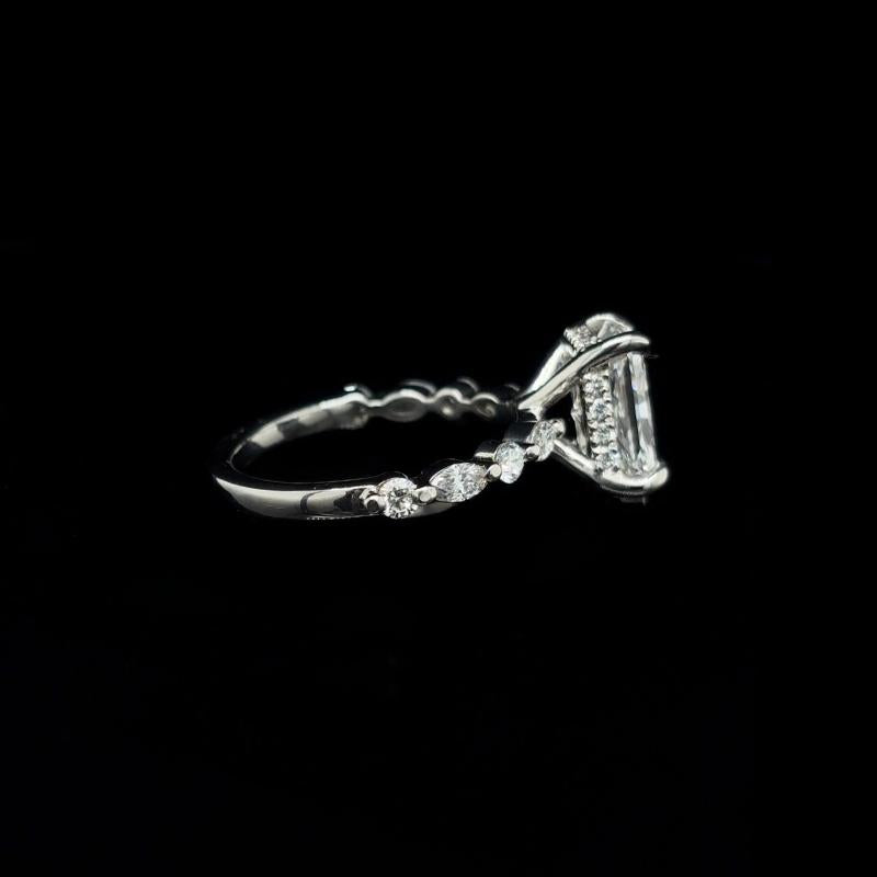 Radiant Bubble Marquise Lab Diamond Engagement Ring (2.62cts Total, 2.04cts Centre)