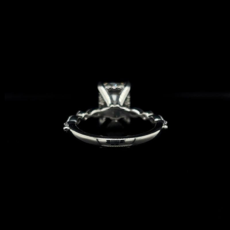 Radiant Bubble Marquise Lab Diamond Engagement Ring back view.