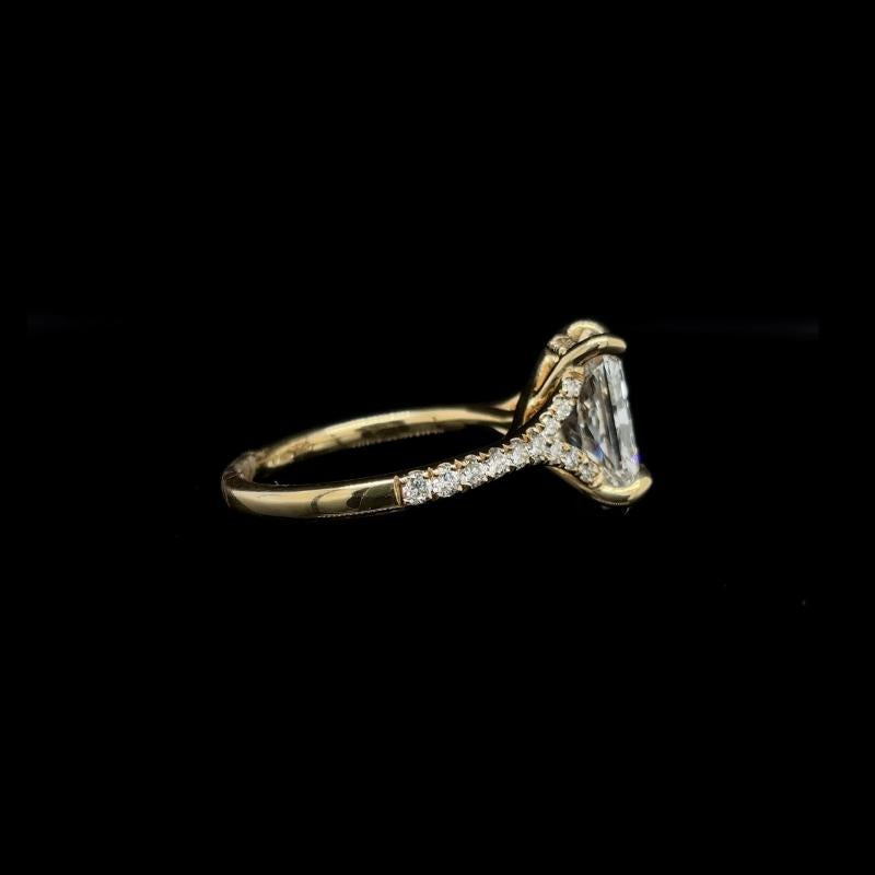 Radiant Crossover Split Shank Lab Diamond Engagement Ring (3.06cts Total, 2.58cts Centre)