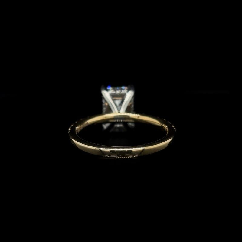 Radiant Lab Diamond Engagement Ring back view.