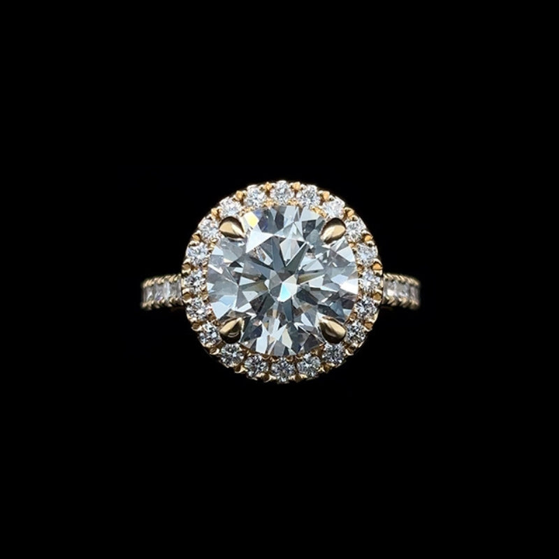Round Halo Lab Diamond Engagement Ring (3.68cts Total, 3.05cts Centre)
