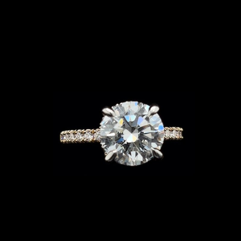 Round Lab Diamond Engagement Ring (3.47cts Total, 3.02cts Centre)