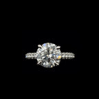 3D Pave Double Hidden Halo Round Lab Diamond Engagement Ring (4.00cts Total, 3.06cts Centre)