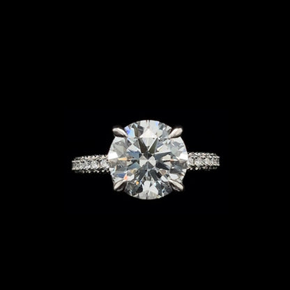 3D Pave Hidden Halo Round Lab Diamond Engagement Ring (4.93cts Total, 4.04cts Centre)