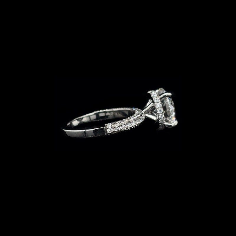 3D Pave Hidden Halo Round Lab Diamond Engagement Ring (4.93cts Total, 4.04cts Centre)