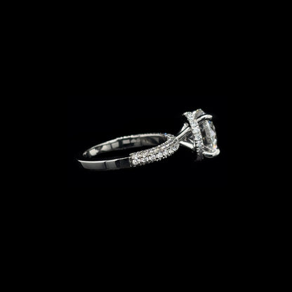 3D Pave Hidden Halo Round Lab Diamond Engagement Ring (4.93cts Total, 4.04cts Centre)