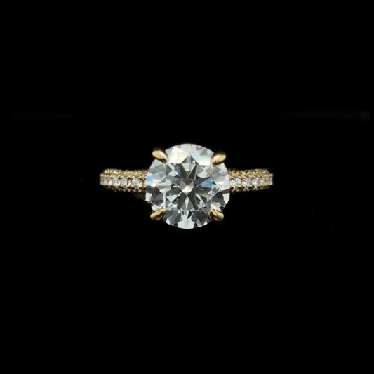 3D Pave Round Lab Diamond Engagement Ring (3.94cts Total, 3.07cts Centre)