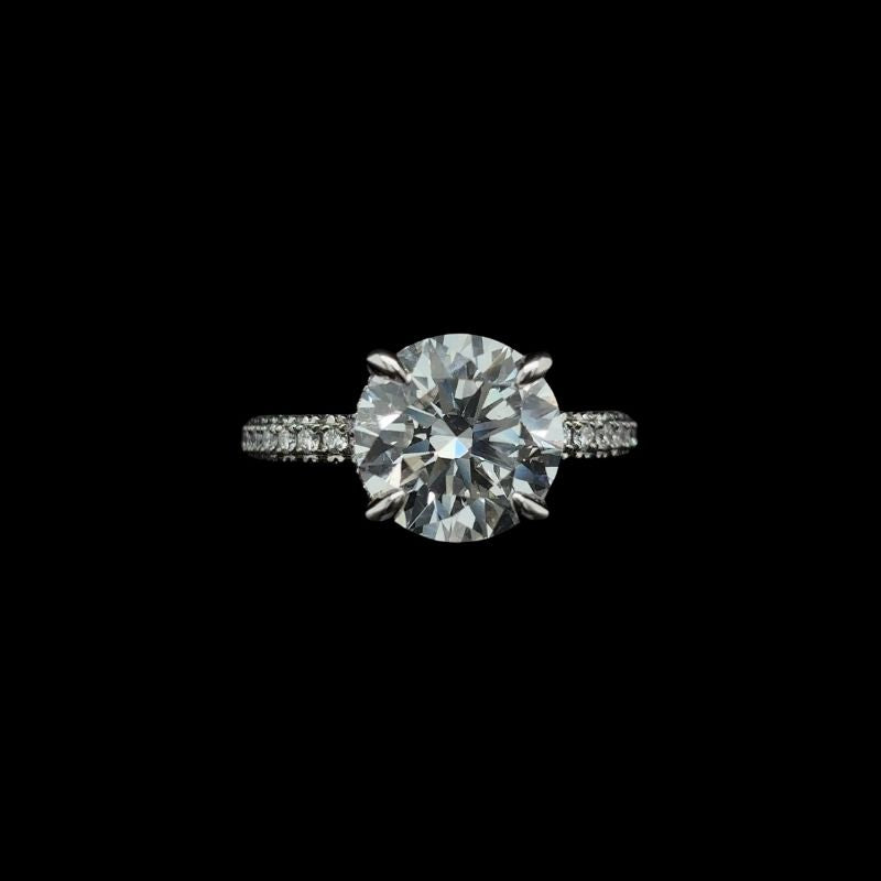3D Pave Round Lab Diamond Engagement Ring (5.00cts Total, 4.09cts Centre)