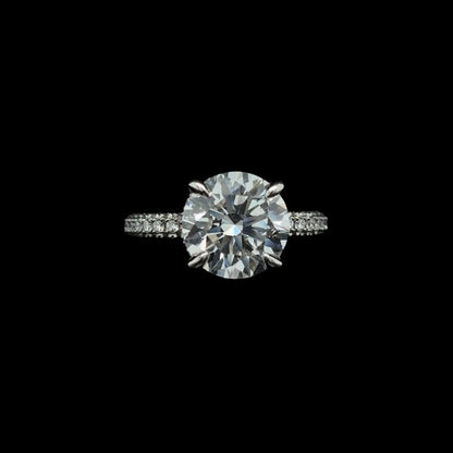 3D Pave Round Lab Diamond Engagement Ring (5.00cts Total, 4.09cts Centre)