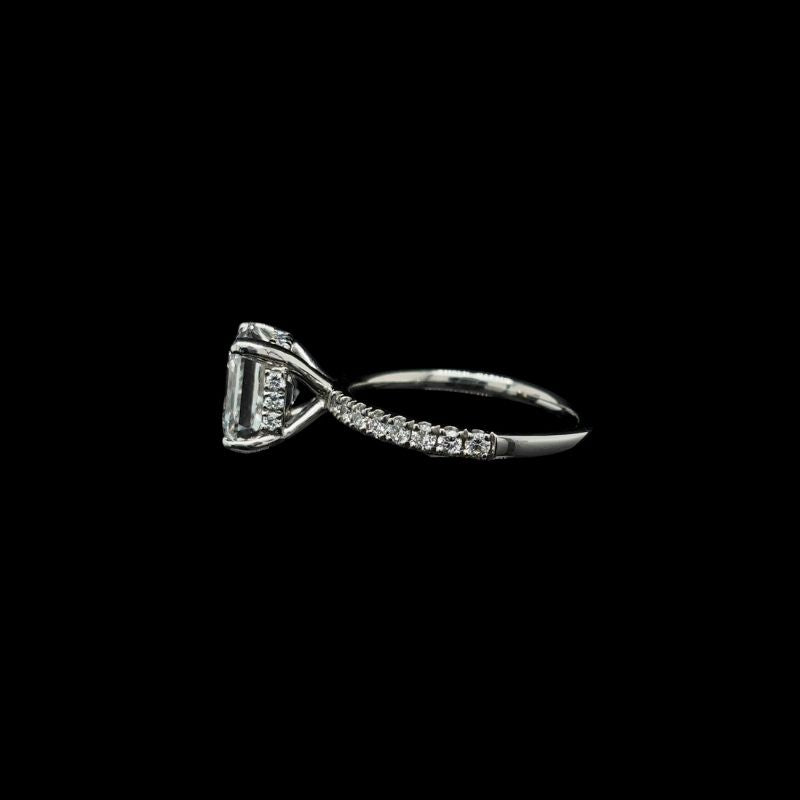 Asscher Lab Diamond Engagement Ring left view. 
