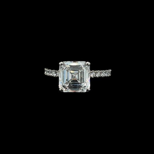 Asscher Lab Diamond Engagement Ring (3.43cts Total, 3.01cts Centre)