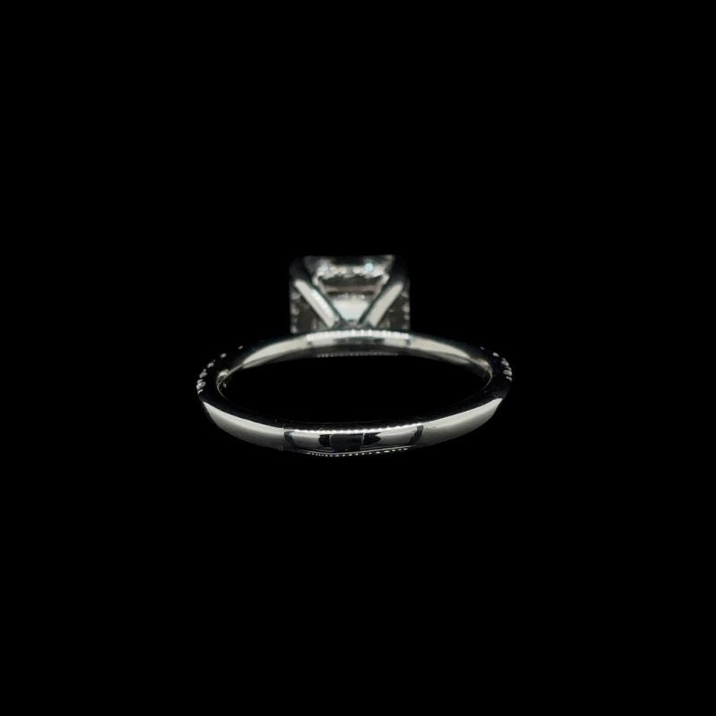 Asscher Lab Diamond Engagement Ring back view. 