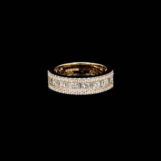 Baguette Princess & Round Lab Diamond Wedding Band (1.35ct Total)