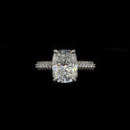 Elongated Cushion 3D Pave Lab Diamond Engagement Ring (3.91cts Total, 3.06cts Centre)