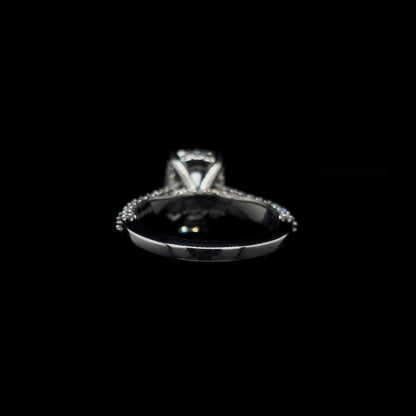 Elongated Cushion 3D Pave Lab Diamond Engagement Ring back view. 