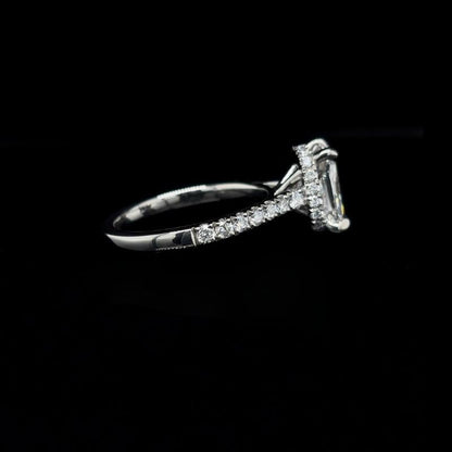 Elongated Cushion Lab Diamond Engagement Ring right view.