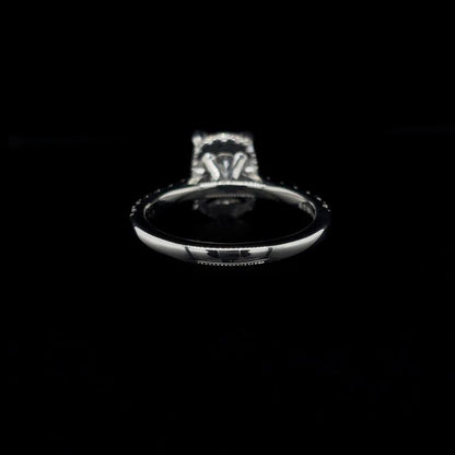 Elongated Cushion Lab Diamond Engagement Ring back view. 