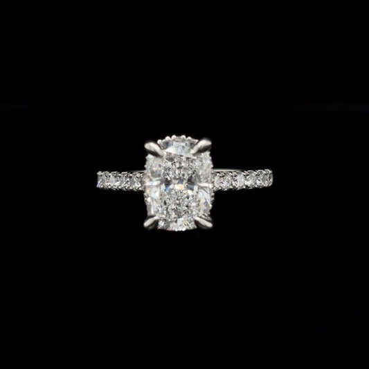 Elongated Cushion Lab Diamond Engagement Ring (2.55cts Total, 2.03cts Centre)