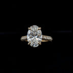 Oval 3D Pave Lab Diamond Engagement Ring (4.73cts Total, 4.09cts Centre)