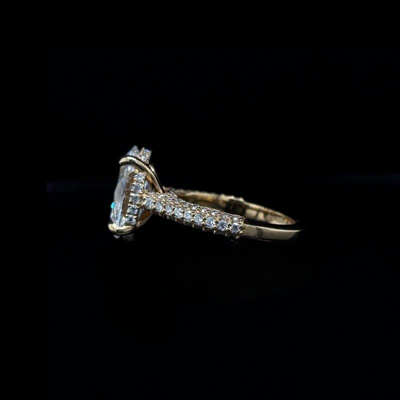 Oval 3D Pave Lab Diamond Engagement Ring left view.