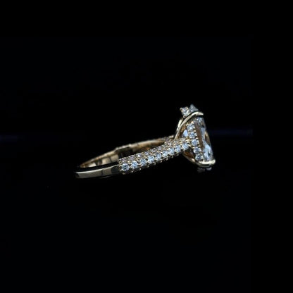 Oval 3D Pave Lab Diamond Engagement Ring right view.