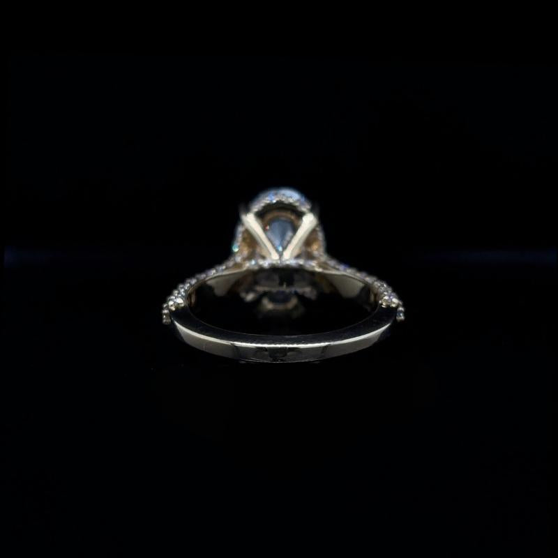 Oval 3D Pave Lab Diamond Engagement Ring back view.