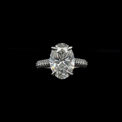 Oval 3D Pave Lab Diamond Engagement Ring front view.