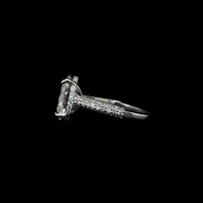 Oval 3D Pave Lab Diamond Engagement Ring left view.