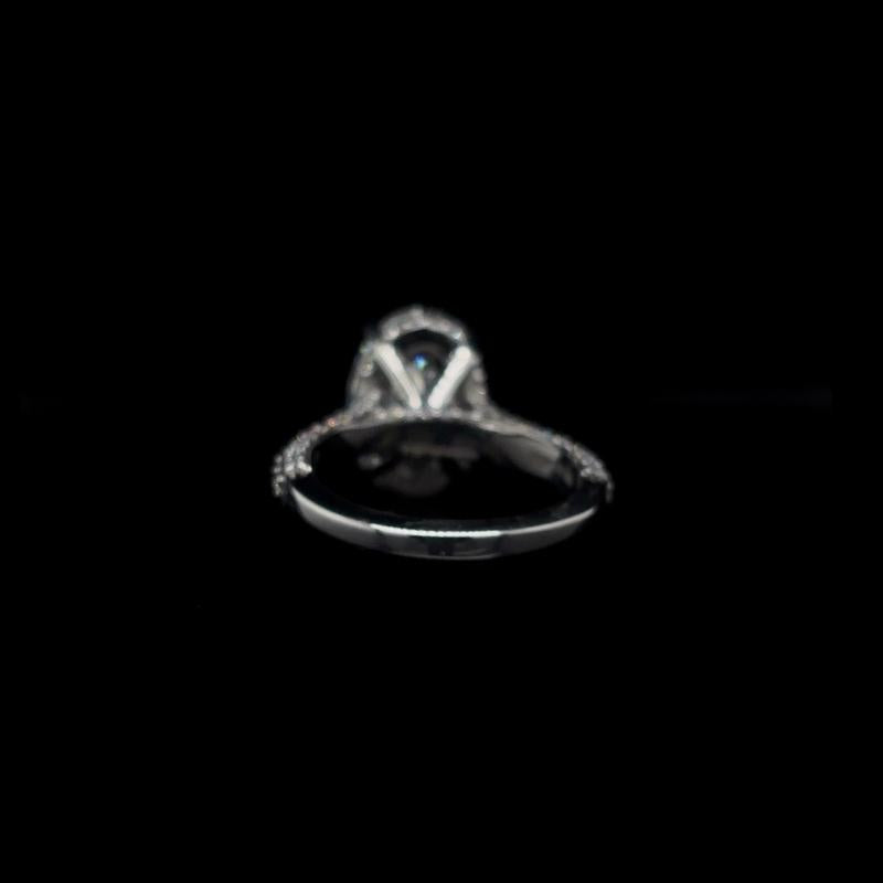 Oval 3D Pave Lab Diamond Engagement Ring back view.
