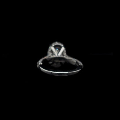 Oval 3D Pave Lab Diamond Engagement Ring back view.