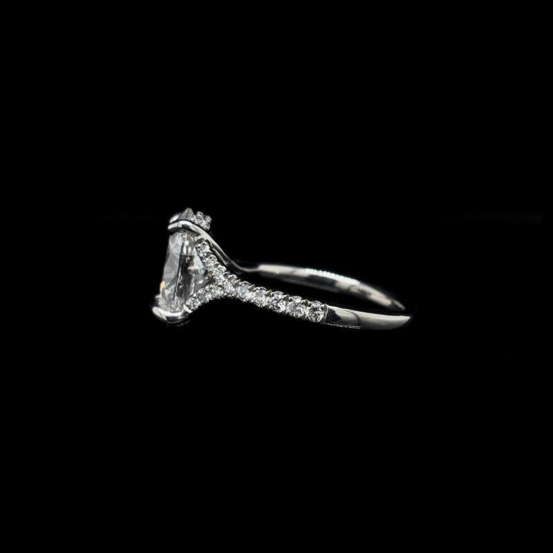 Oval Crossover Split Shank Lab Diamond Engagement Ring left view.