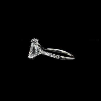 Oval Crossover Split Shank Lab Diamond Engagement Ring left view.